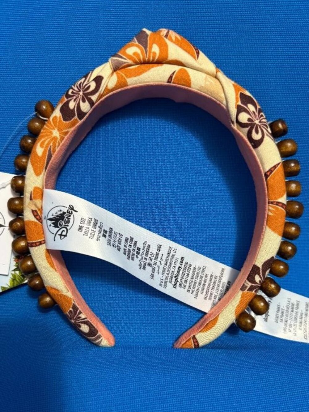 NWT DISNEY MOANA FLORAL & WOODEN WOOD BEADS HEADBAND / HAIR BAND KIDS / ADULTS